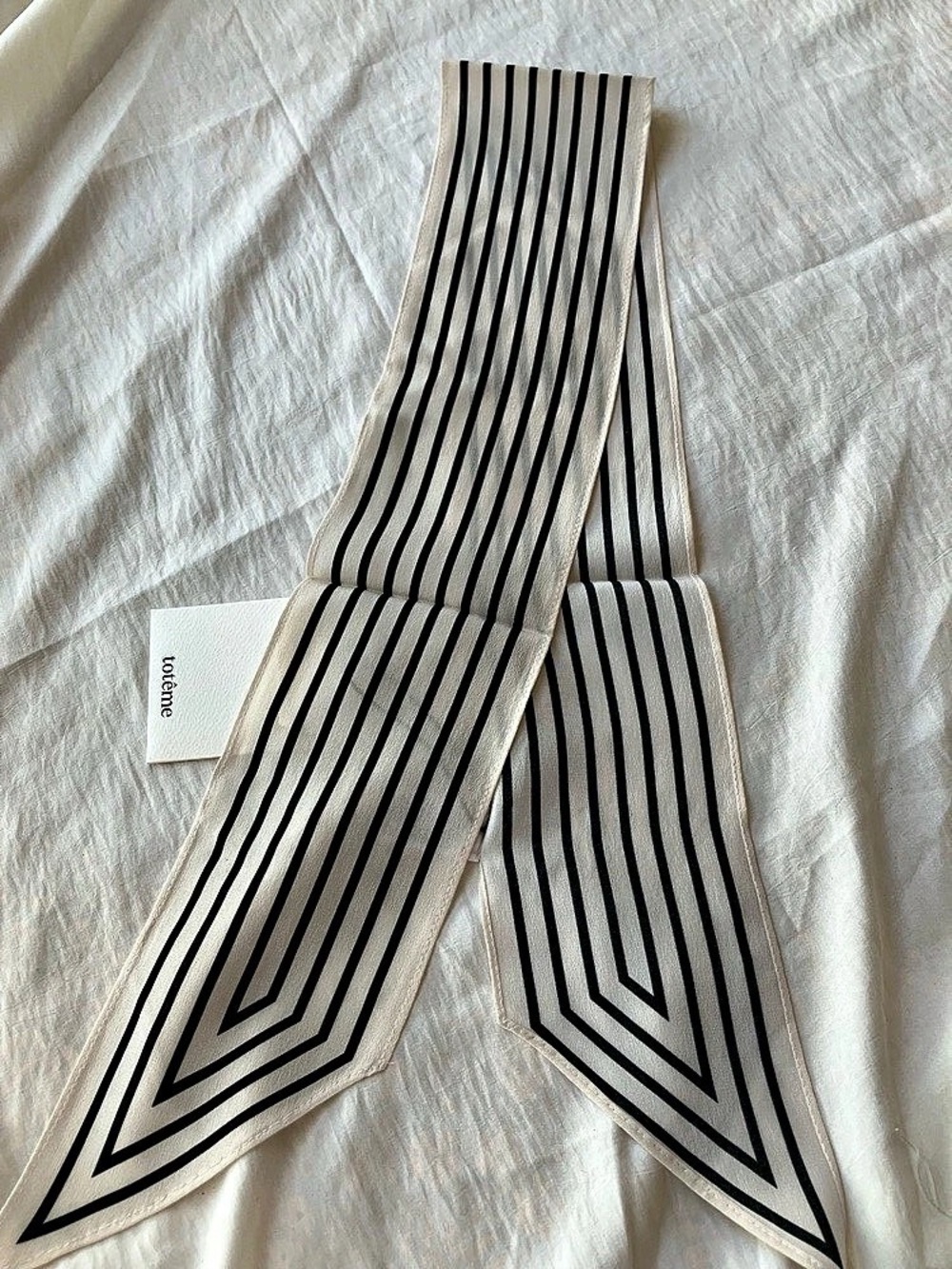 Toteme Striped Silk Scarf Geometric White & Black